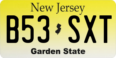 NJ license plate B53SXT