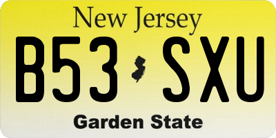 NJ license plate B53SXU