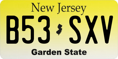 NJ license plate B53SXV