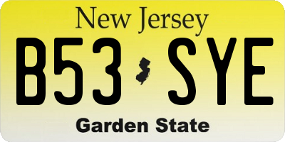 NJ license plate B53SYE