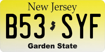 NJ license plate B53SYF
