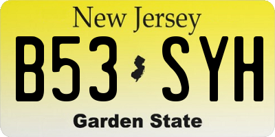 NJ license plate B53SYH
