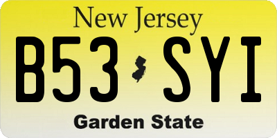 NJ license plate B53SYI