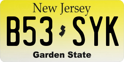 NJ license plate B53SYK