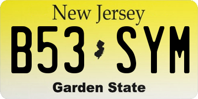 NJ license plate B53SYM