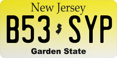NJ license plate B53SYP
