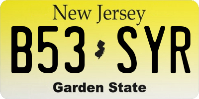 NJ license plate B53SYR