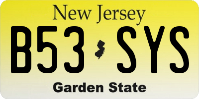 NJ license plate B53SYS