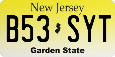 NJ license plate B53SYT