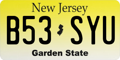 NJ license plate B53SYU