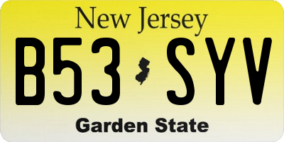 NJ license plate B53SYV