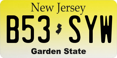 NJ license plate B53SYW