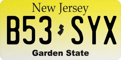 NJ license plate B53SYX