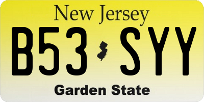 NJ license plate B53SYY