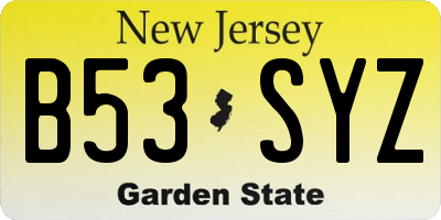 NJ license plate B53SYZ