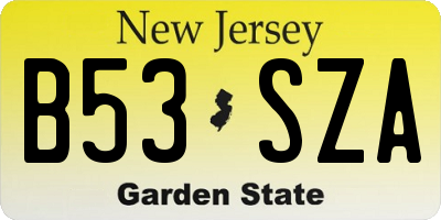 NJ license plate B53SZA