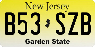 NJ license plate B53SZB