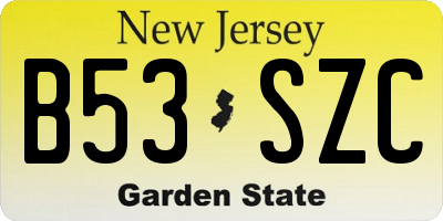 NJ license plate B53SZC