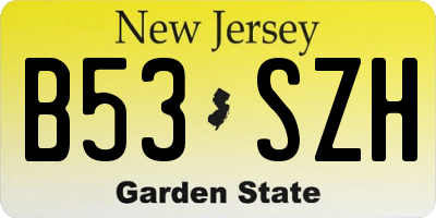 NJ license plate B53SZH