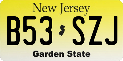 NJ license plate B53SZJ