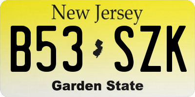 NJ license plate B53SZK