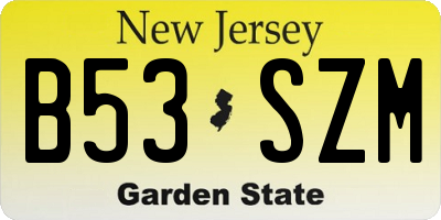 NJ license plate B53SZM