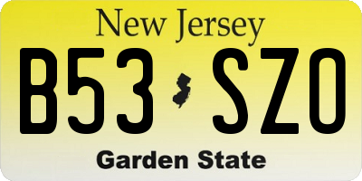 NJ license plate B53SZO