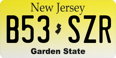 NJ license plate B53SZR