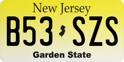 NJ license plate B53SZS