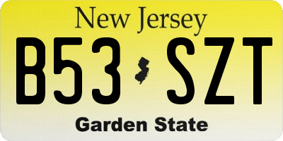 NJ license plate B53SZT