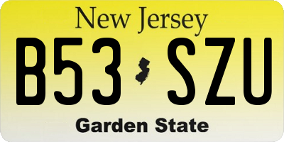 NJ license plate B53SZU