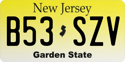 NJ license plate B53SZV
