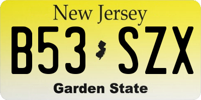 NJ license plate B53SZX