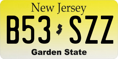 NJ license plate B53SZZ