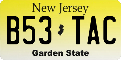 NJ license plate B53TAC