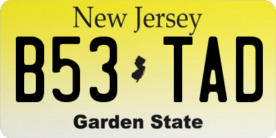 NJ license plate B53TAD