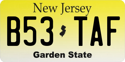 NJ license plate B53TAF