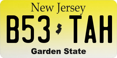 NJ license plate B53TAH
