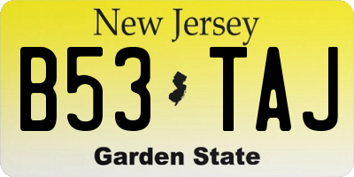 NJ license plate B53TAJ