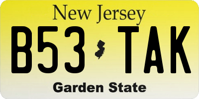 NJ license plate B53TAK