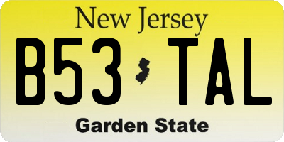 NJ license plate B53TAL