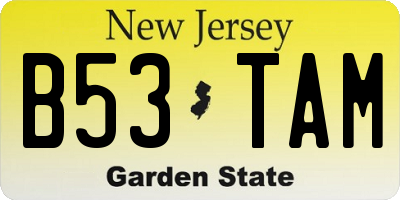 NJ license plate B53TAM