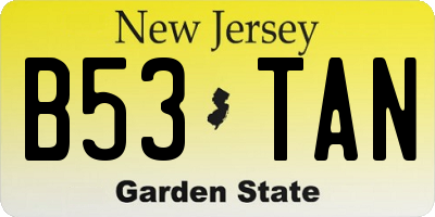 NJ license plate B53TAN