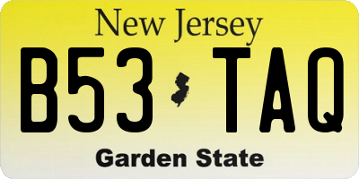 NJ license plate B53TAQ
