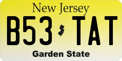 NJ license plate B53TAT