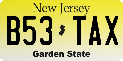 NJ license plate B53TAX