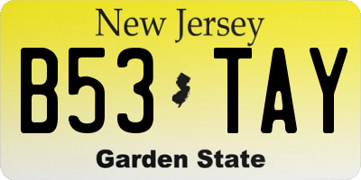 NJ license plate B53TAY