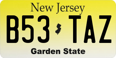 NJ license plate B53TAZ