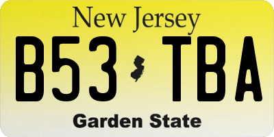 NJ license plate B53TBA