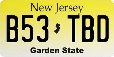 NJ license plate B53TBD